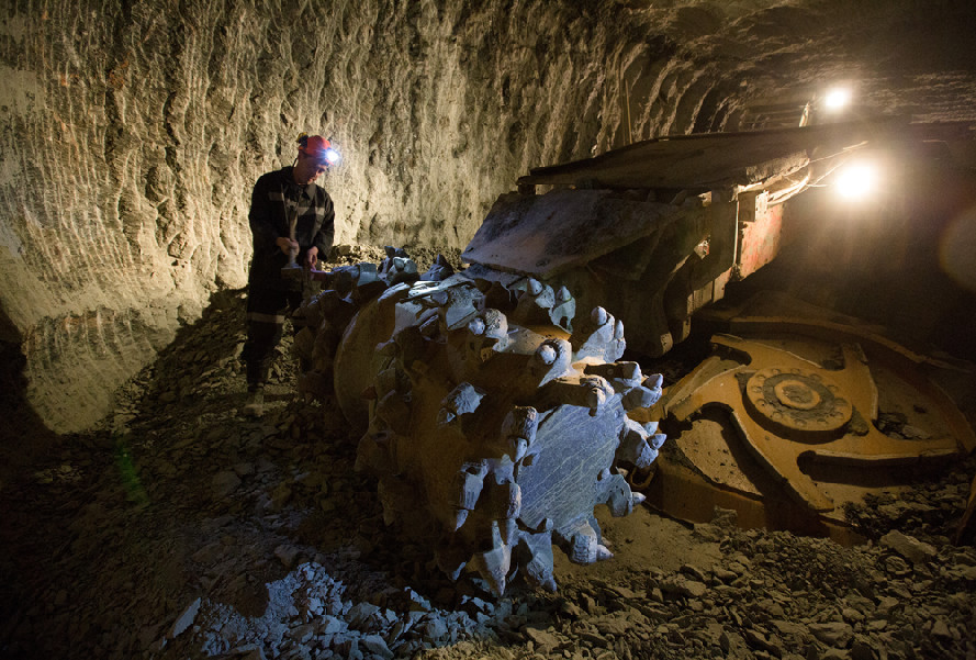 The rock cutting machine. The 'International' diamond mine near Mirny city, Sakha Republic, Russia, November 13, 2013.