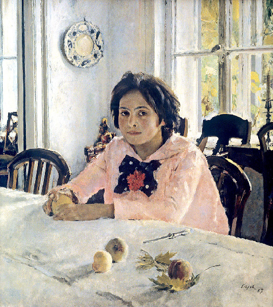 girl with peaches